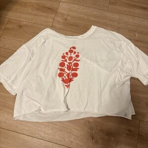 FP Movement by Free People Red and White Boxy Crop Tee
